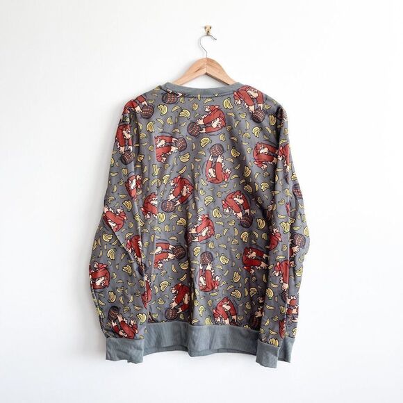 Nintendo Donkey Kong Rare Men's Crewneck Long Sleeved Ribbing Gray Size XL - Picture 2 of 8